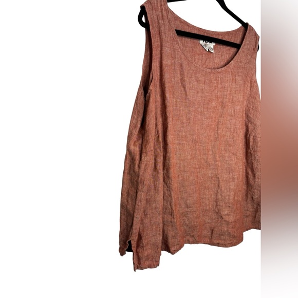 Flax 100% Linen Lagenlook Sleeveless Boxy Blouse Size 2G (22-24) Cottagecore - Picture 2 of 10